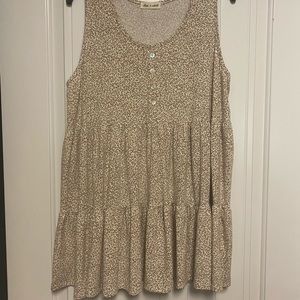 Boutique Leopard Tiered Ruffle Sleeveless Tank XL